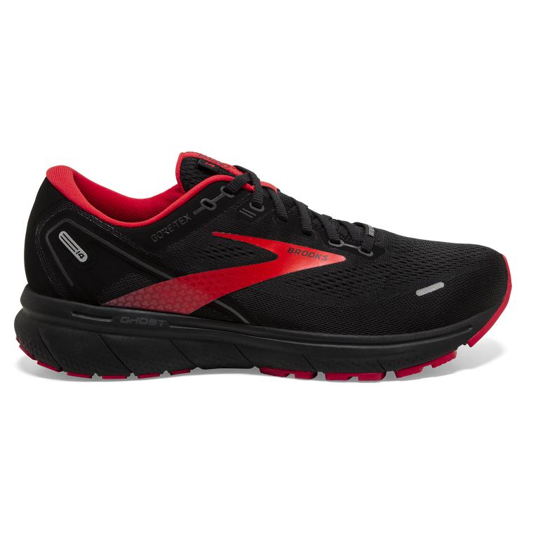 Brooks Ghost 14 GTX Cushion Men's Road Running Shoes - Black/Blackened Pearl/Red (68043-GMWA)
